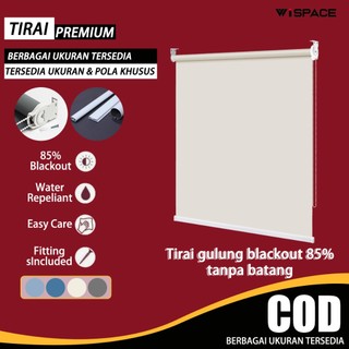 FREE Aksesoris Roller Blind Jendela Tirai Jendela Aesthetic Tirai Gulung Banyak Warna Mudah Dipasang Blackout 80% Gelap anti air ndoor/Outdoor Anti UV Anti Angin blinds gorden