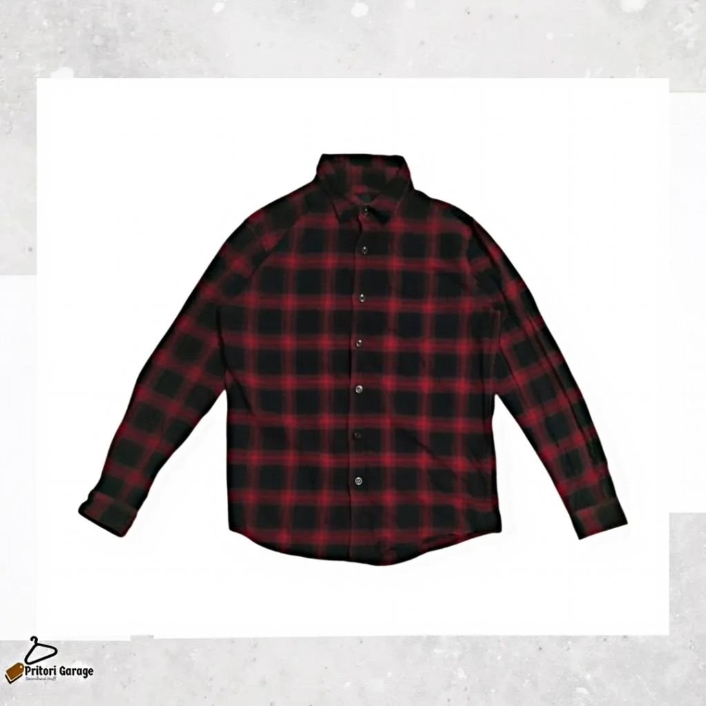 KEMEJA Veterano TBJ Nearby Red Black Red Color Vintage Flannel Long Sleeve Shirt M