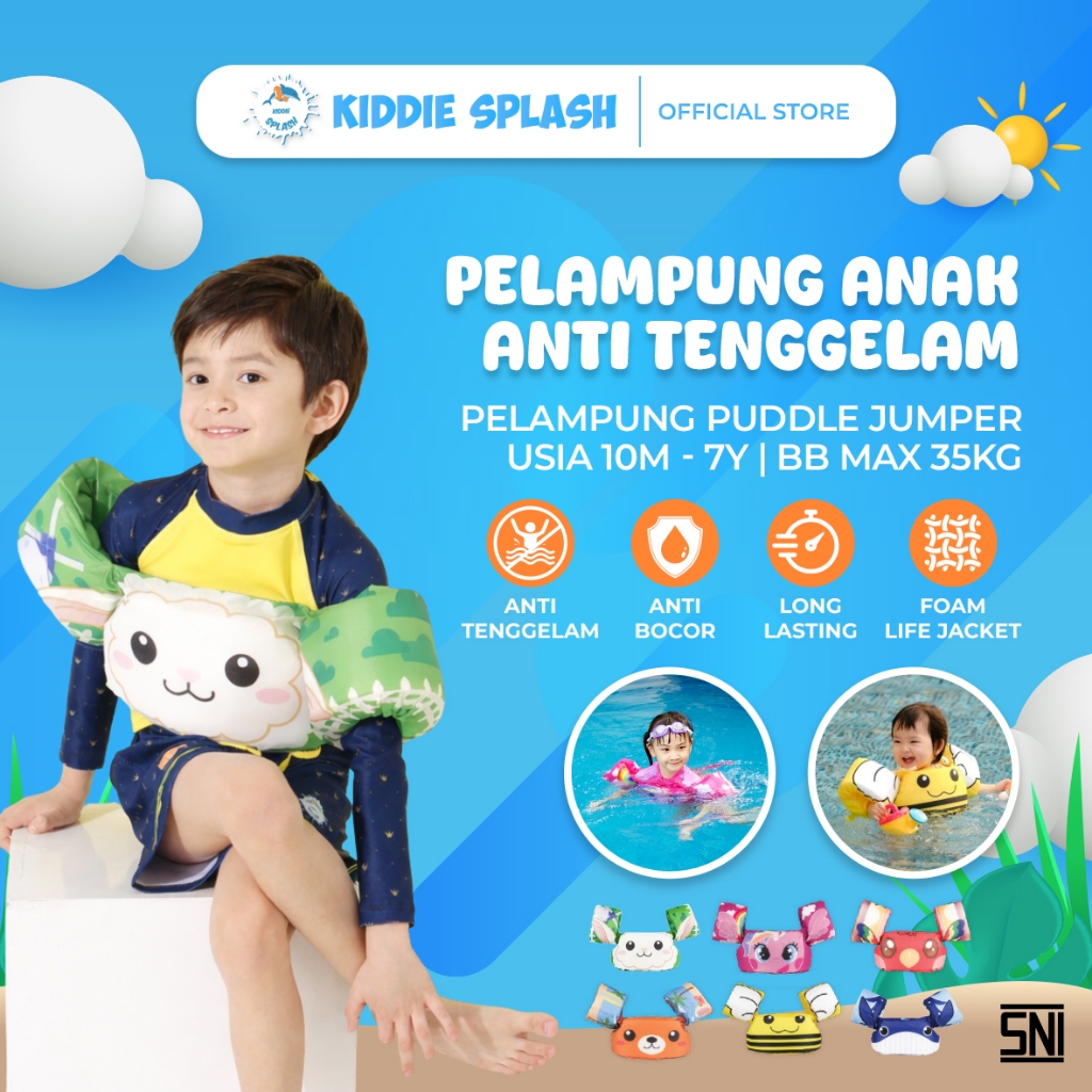KIDDIE SPLASH - Puddle Jumper Anti-Reverse & Leak-Proof Childrens Swimming Float - ปลอดภัยและมั่นคงส