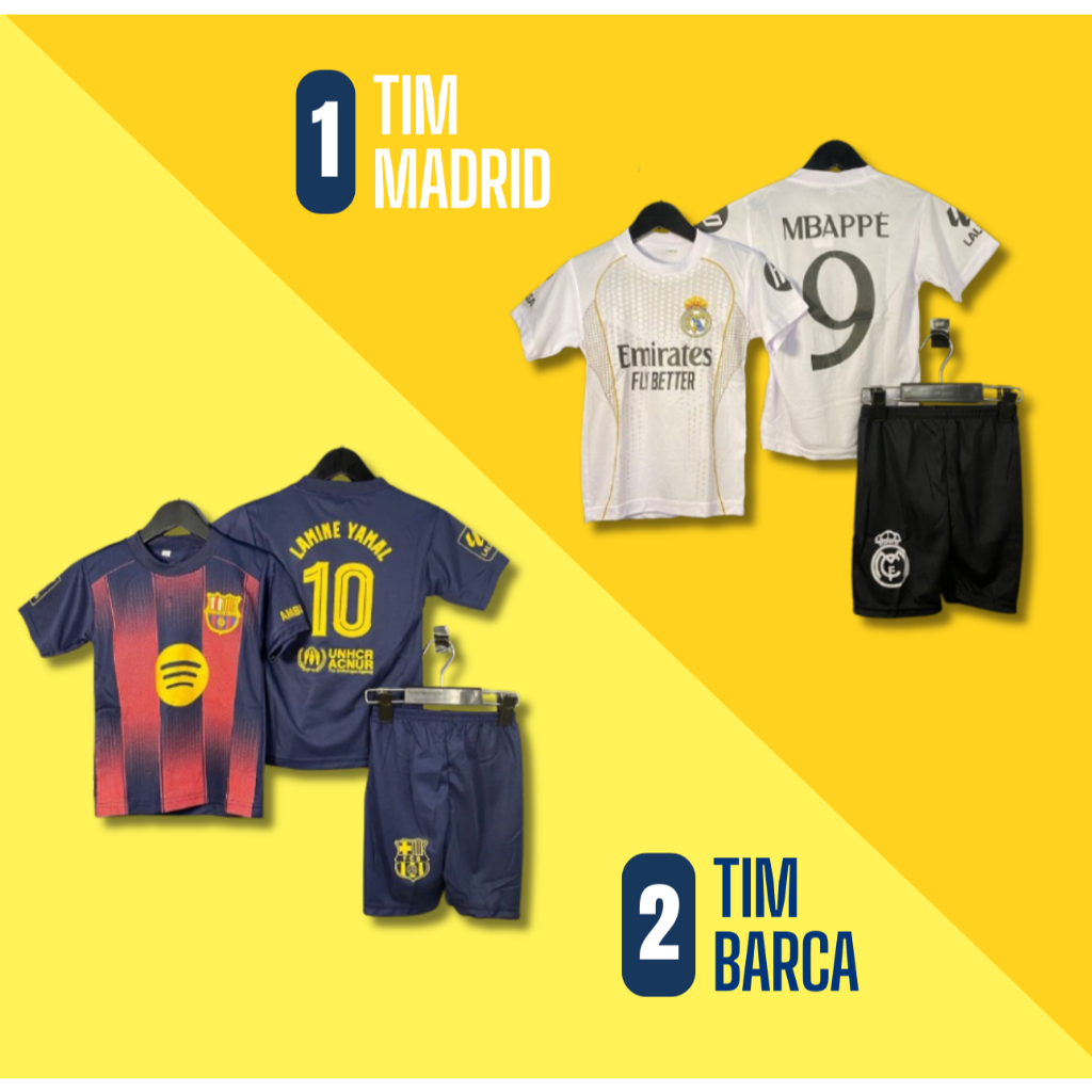 REAL MADRID KIDS FOOTBALL JERSEY SET, การเปิดตัวของ MBAPPE และ BARCA