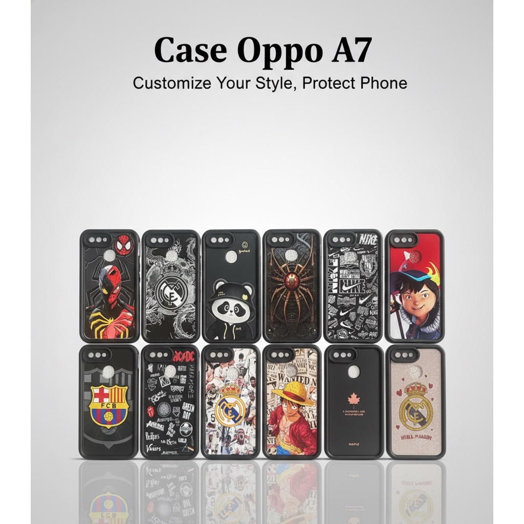 OPPO A7 A5s A11K A12 F9 F9 Pro Custom Anime Design One Piece Naruto Real Madrid Barca น่ารักการ์ตูน 