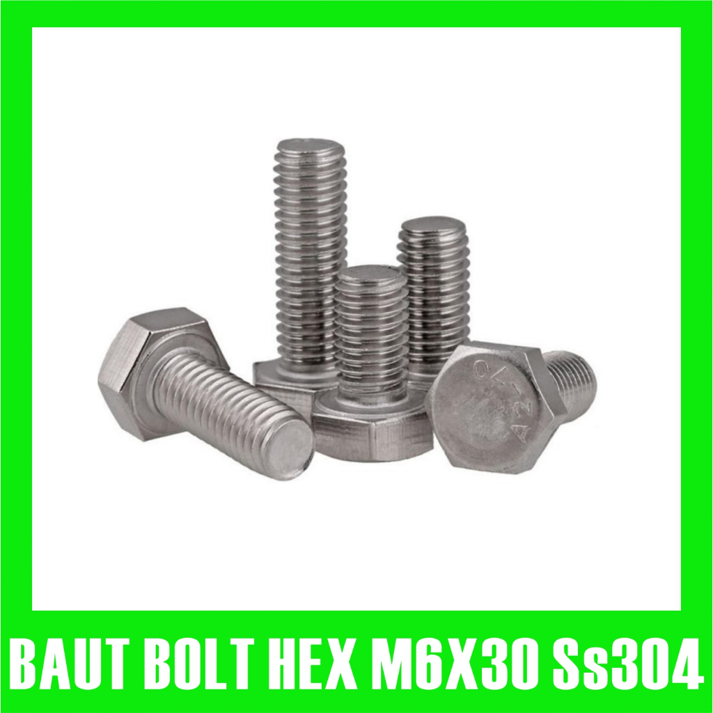 Hex Bolt m6x30 สแตนเลสสตีล Hex Bolt M6 x 30 มม.SS304 หกเหลี่ยม Bolt M6x30 SUS 304