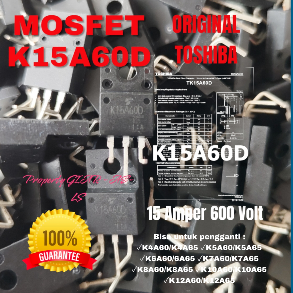 ทรานซิสเตอร์ FET K15A60D 15 CAMPER 600VOLT REPLACEMENT 4N65 4A65 7N65 7A65 7A60 10N65 10A65 10A60 12