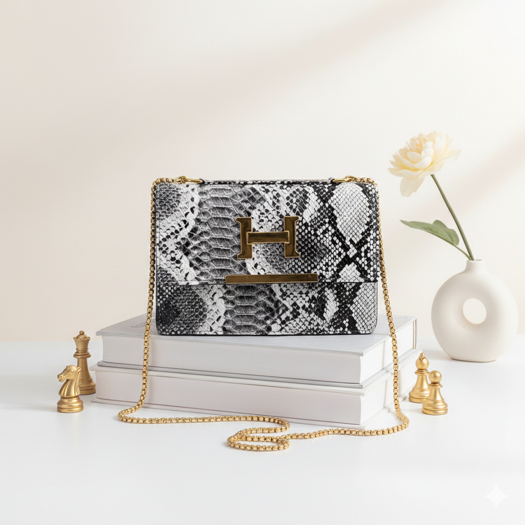 HP ALMEERA BAG - MODERN WOMENS SNAKE SKIN BAG PYTHON SNAKE BAG SNAKE SHOULDER BAG 2-COMPONY CELLPHON