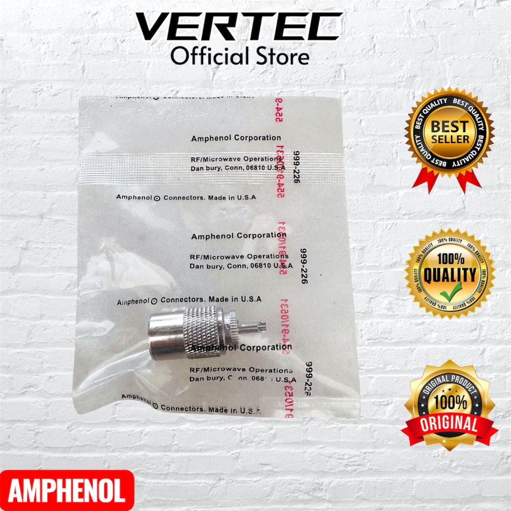 AMPHENOL RG8 Connector สําหรับ PL259 RG-8 PL ชาย AMPHENOL USA เสาอากาศสาย