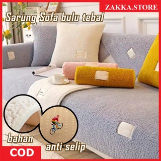 ZAKKA Sarung Sofa 1 2 3 4 Seater Elastis Plush Velvet Anti Slip Cover Sofa Minimalis Modern