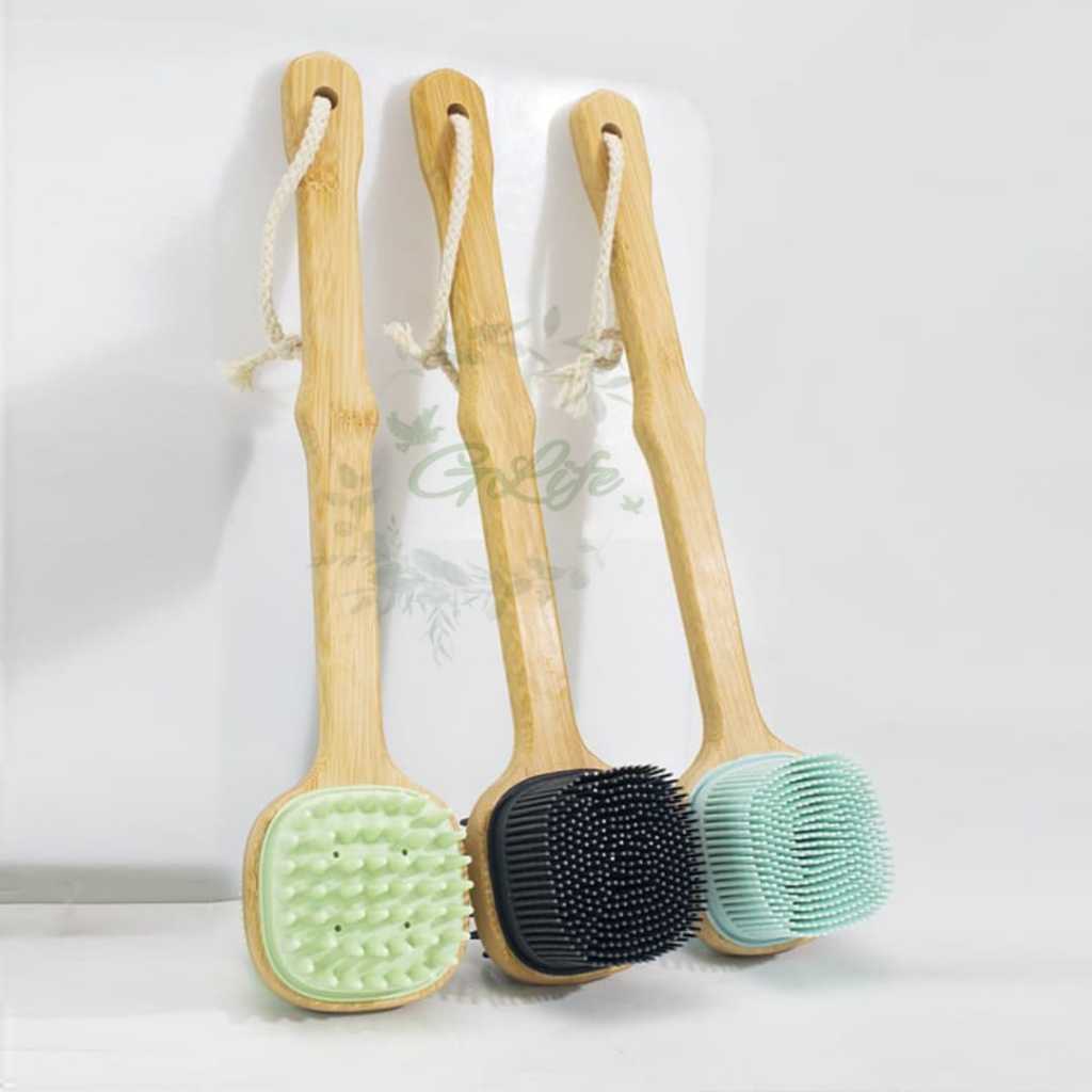GLife พรีเมี่ยมซิลิโคนไม้ไผ่ไม้ Pungggung แปรง Body Brush ซิลิโคนฟองน้ําอาบน้ําคุณภาพสูงแปรงอาบน้ํา