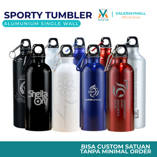 Tumbler Grafir Custom Nama Logo Sport Stainless Gift Corporate Merchandise Botol Olahraga Carabiner