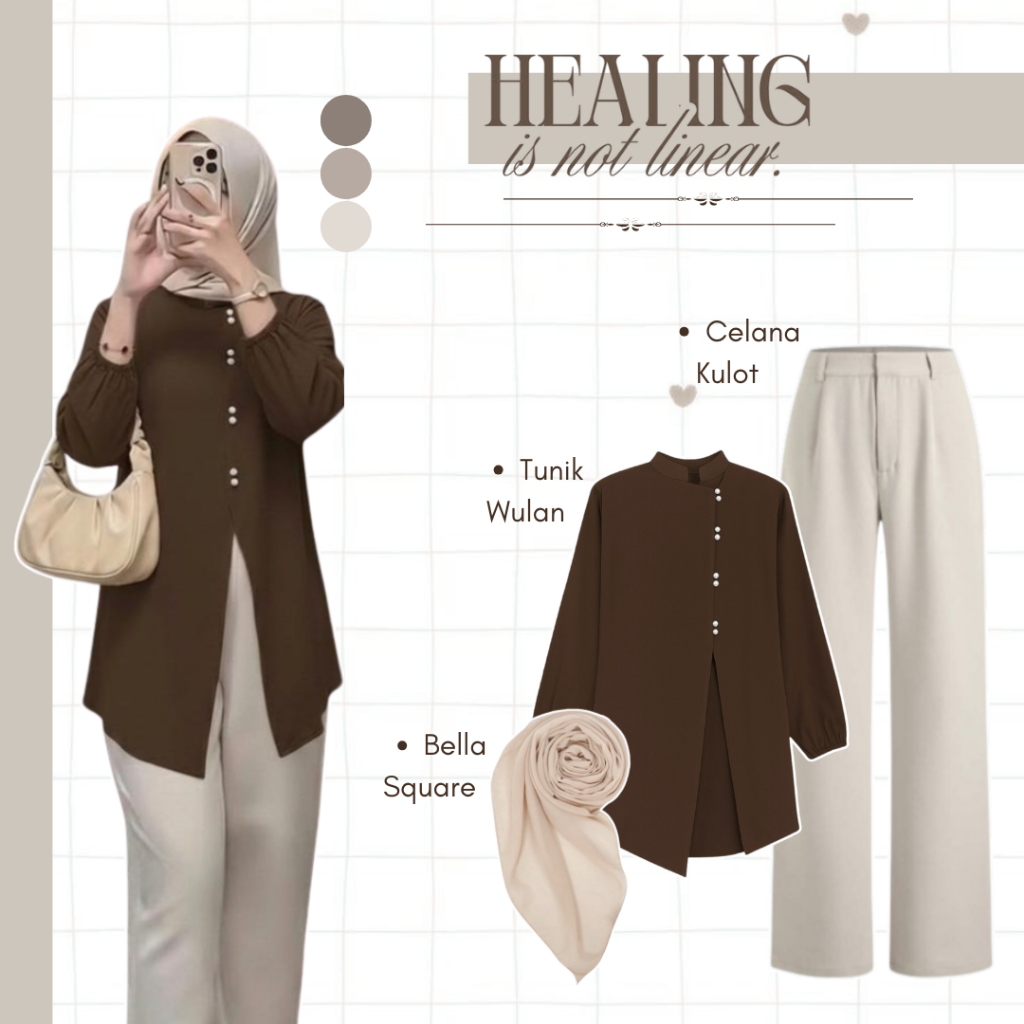 ชุดอินเทรนด์ของผู้หญิง Bukber & Ngabouturit (Wulan Tunic, Culottes, Bella Square) - BO102