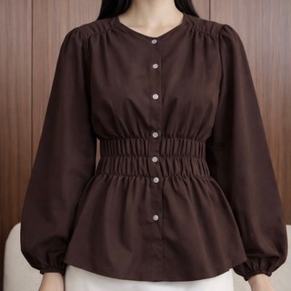 Zalerie Elegant Fit Blouse ll Fit Body ll Fitted Blouse Lengan Karet