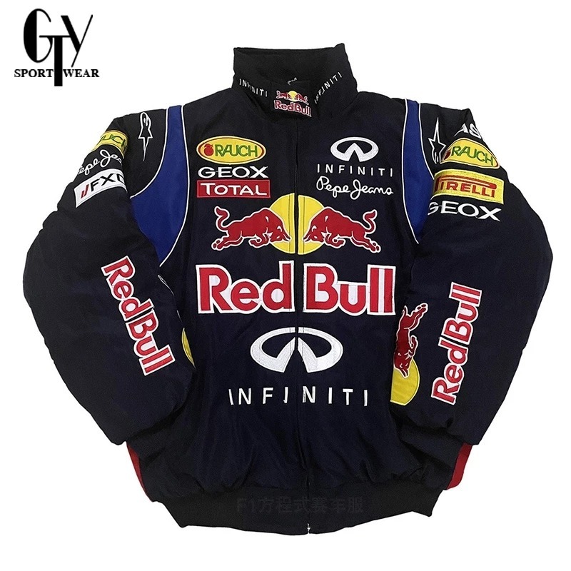 GTY F1 สีแดง BULL JACKET Cool ผู้ชายเบสบอลโลโก้แจ็คเก็ตการออกแบบเกาหลีเหมาะสําหรับ Motorsport Street