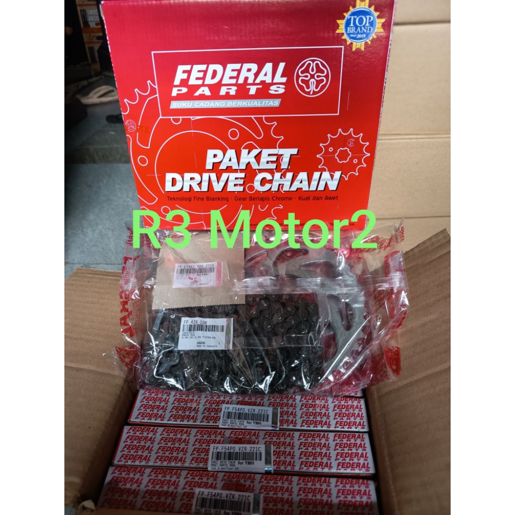 ชุดเกียร์/ชุดเกียร์ FEDERAL FP-F54P0-VZR-221C 428H-108L-15T-40T สําหรับ Vega ZR, New Jupiter Z 115cc