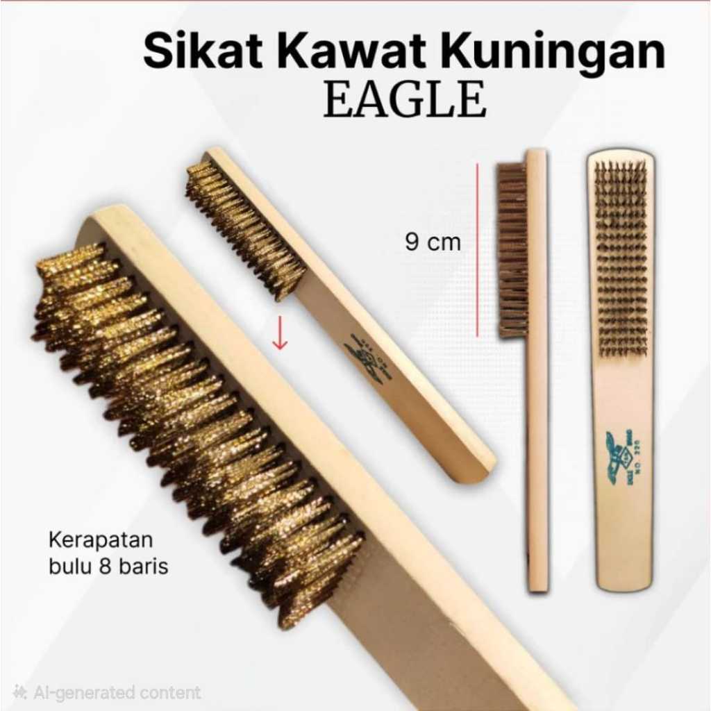 แปรงลวดทองเหลืองละเอียด - EAGLE BRAND - 8 แถว - STRONG, DURABLE - [1 ชิ้น]