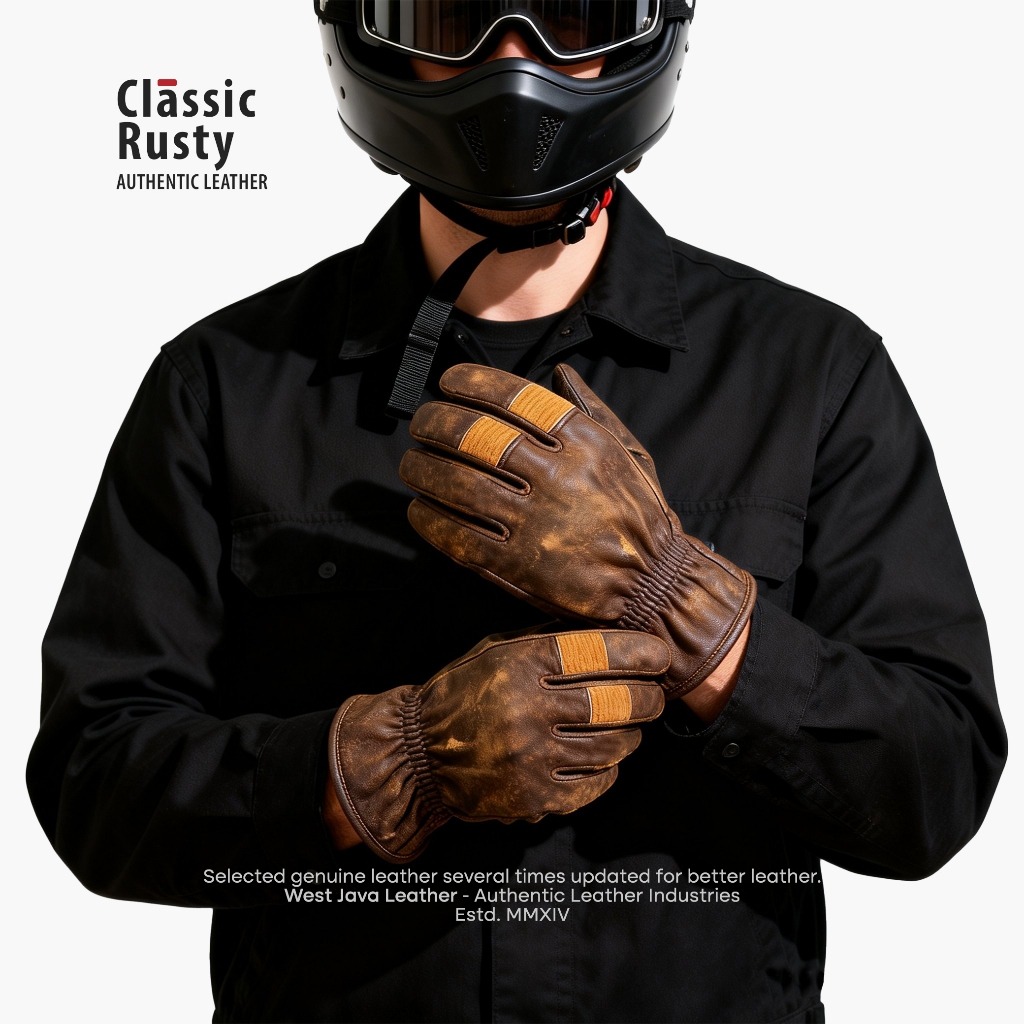 WJ Leather - ถุงมือมอเตอร์ไซค์หนังท้องถิ่นวินเทจย้อนยุคคลาสสิก