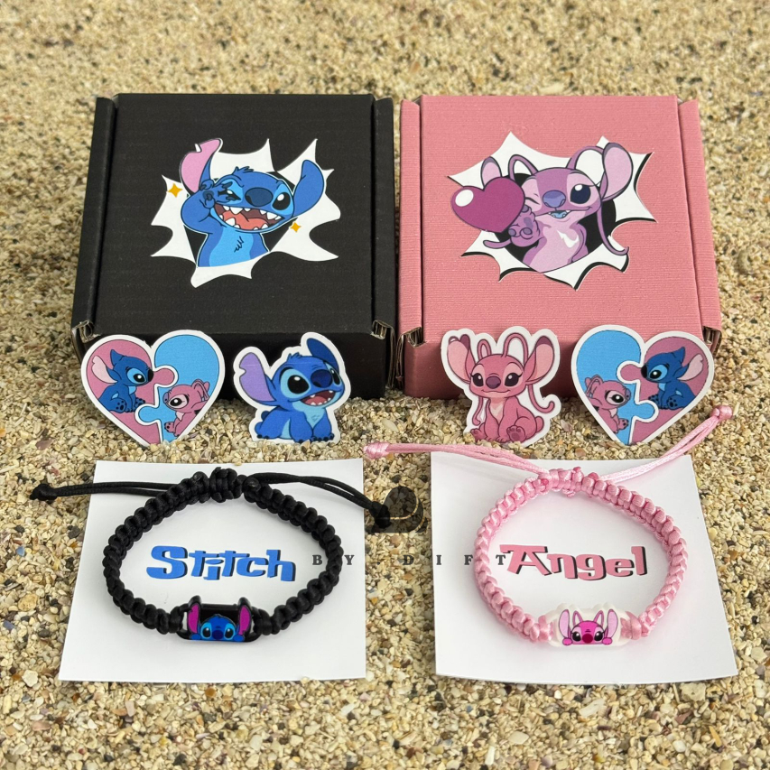 สร้อยข้อมือคู่ Stitch & Angel ปรับสติ๊กเกอร์และกล่องฟรี