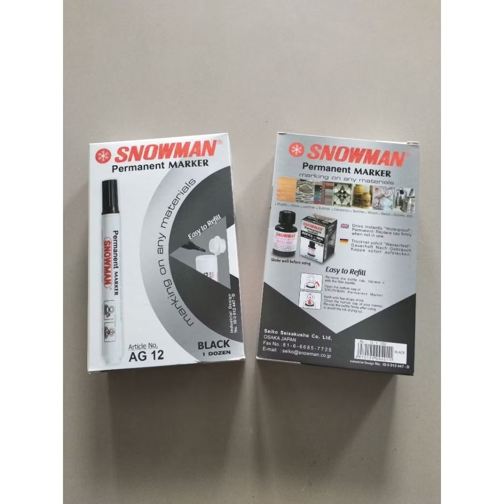 (1 โหล) SNOWMAN PERMANENT MARKER AG-12 BLACK