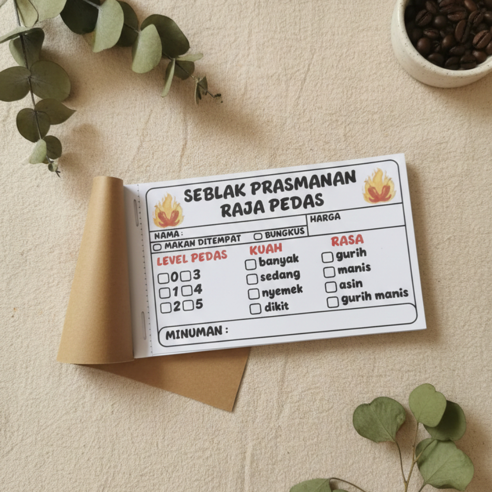 หนังสือสั่งทํา Seblak seblak order กระดาษโน้ต สั่งทํา ใช้ชื่อร้านได้