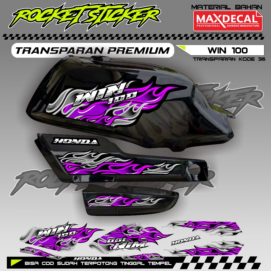 WIN Striping WIN สติกเกอร์ Variation WIN UV TRANSPARENT CODE 36 PREMIUM MAXDECAL MATERIAL