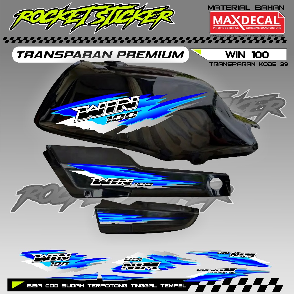 WIN Striping WIN สติกเกอร์ Variation WIN UV TRANSPARENT CODE 39 PREMIUM MAXDECAL MATERIAL