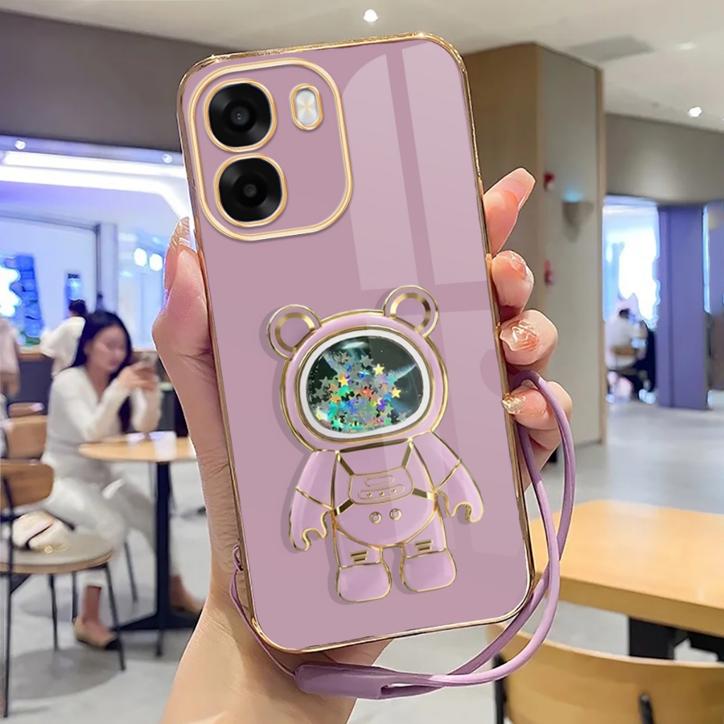 Oppo A6, A6X Softcase Stand Holder Mirror Silicone Luxury Plating