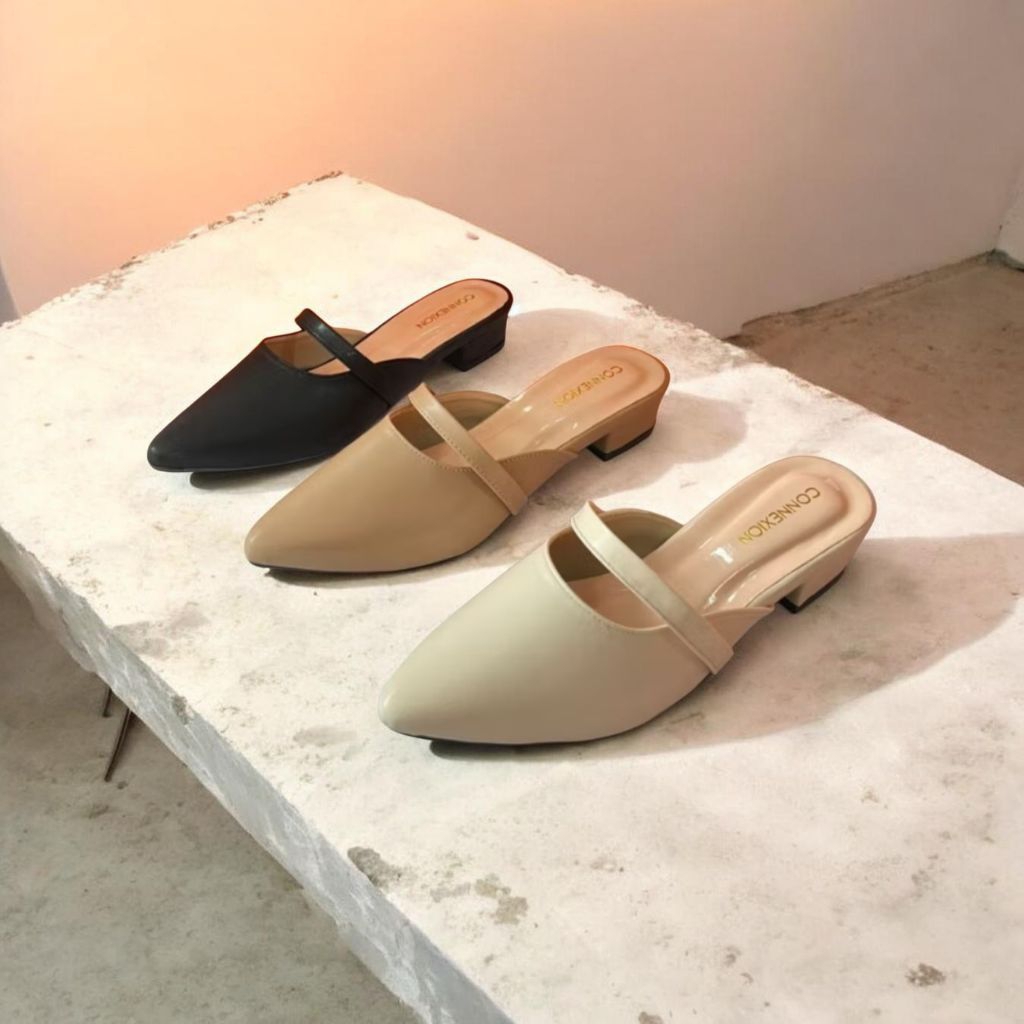 รองเท้าแตะ Smule สายรัดหน้าสังเคราะห์ และส้น 3cm