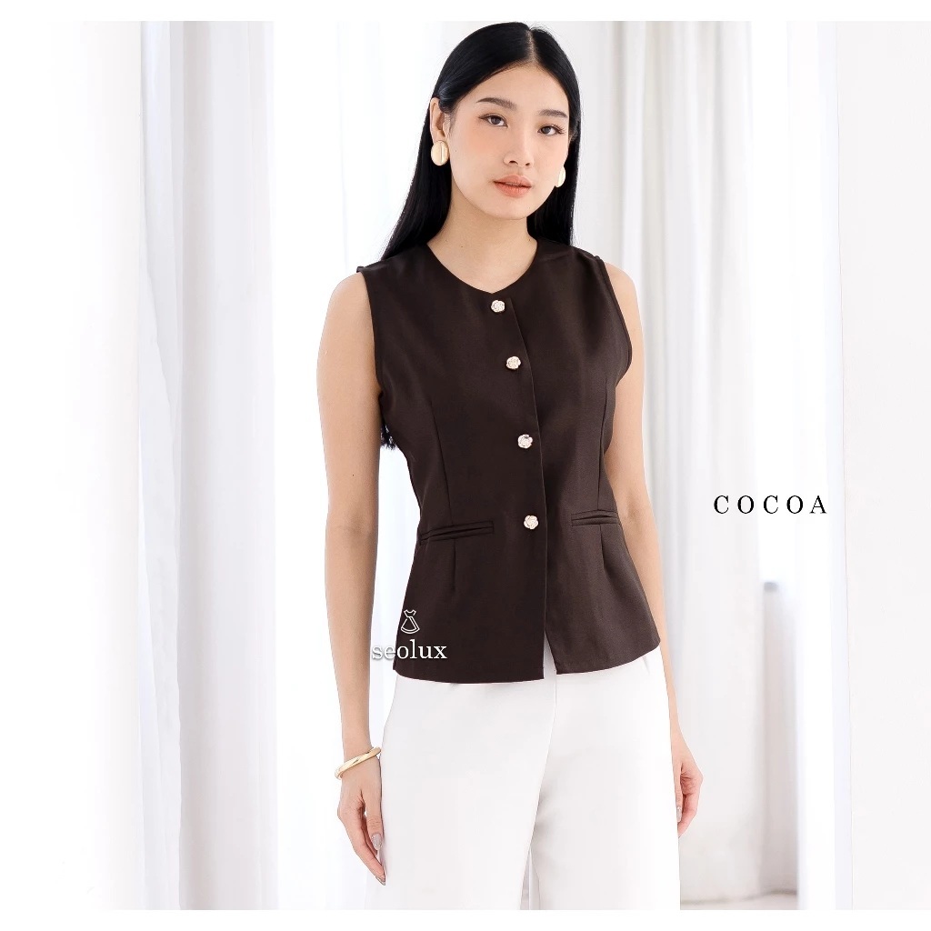 SEOLA - TP620 - Zoey Vest | เสื้อกั๊กสตรี Top Semiwool Basic Top เสื้อกั๊กทํางานแขนกุด