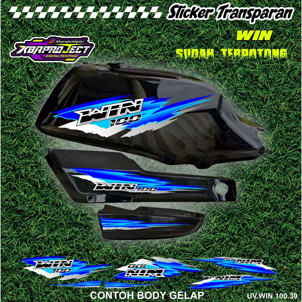 สติ๊กเกอร์ WIN 100 COOL PREMIUM TRANSPARENT HONDA RACING 39 สติ๊กเกอร์ LINES ALREADY CUT