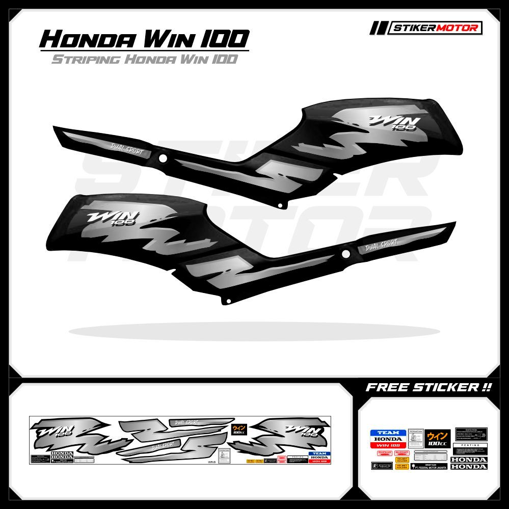 WIN18 Striping สติกเกอร์ Honda Win 100 สติกเกอร์ Variations สติกเกอร์ Striping Scootlet Scotlite Hon