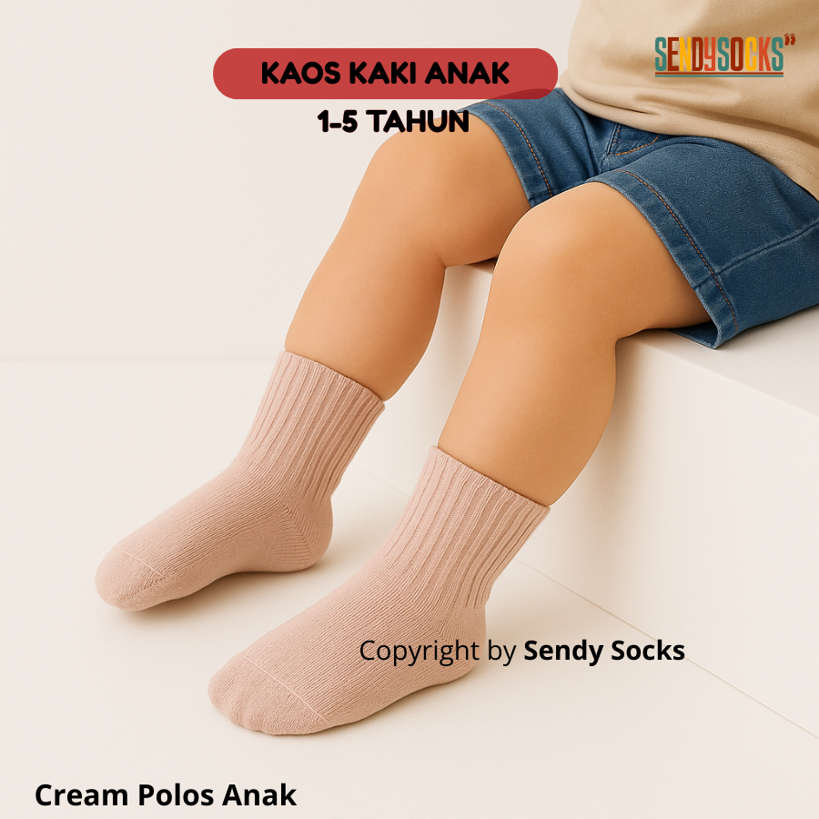 KATUN Oldschool Basic Plain Cream Long ผ้าฝ้ายหนาสําหรับเด็ก 1-5 ปี - ถุงเท้าส่ง