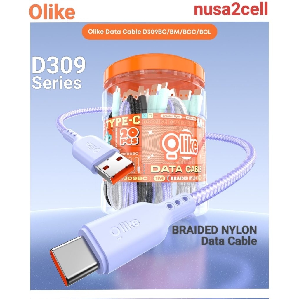 (JARS) OLIKE D309 Series Nylon Braided Fast Charging Data Cable D309BM / D309BC / D309BCC / D309BCL 