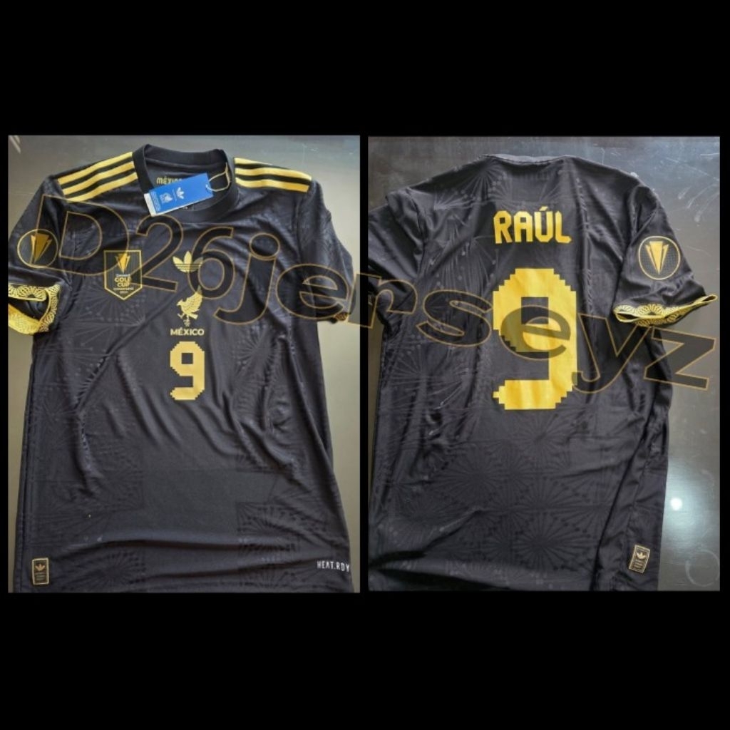 MexicanO Black Gold Player Issue 2025 Jersey + Print Nameset RAUL 9 / E. ALVAREZ 4 / Custom ได้ตามใจ