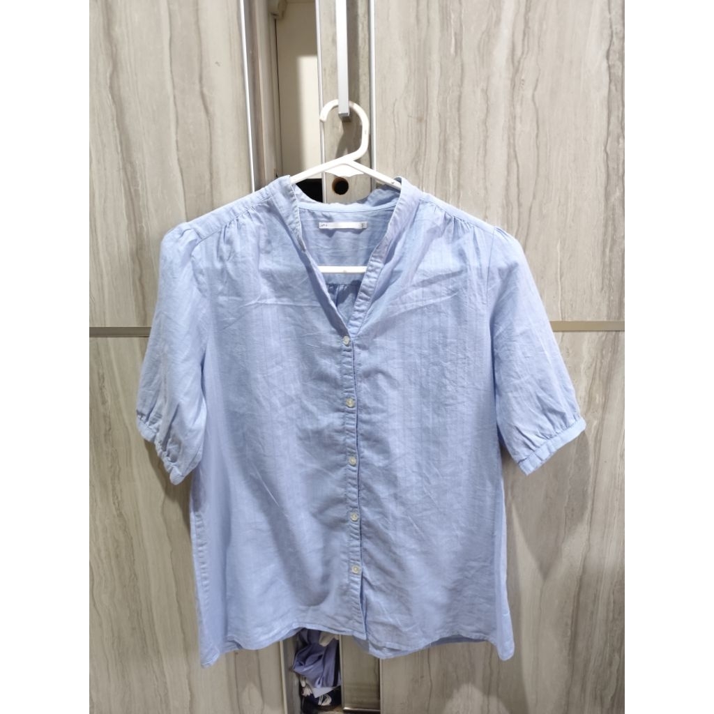 BLUE STRIPE SHIRT / SHORT-SLEEVED STRIPE TOP