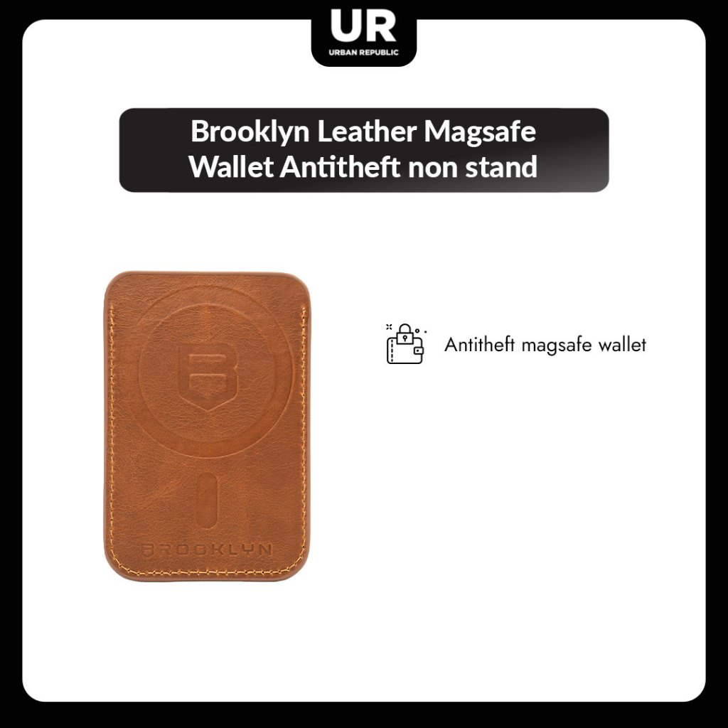 Brooklyn Leather Magsafe Wallet กันขโมยไม่มีขาตั้ง