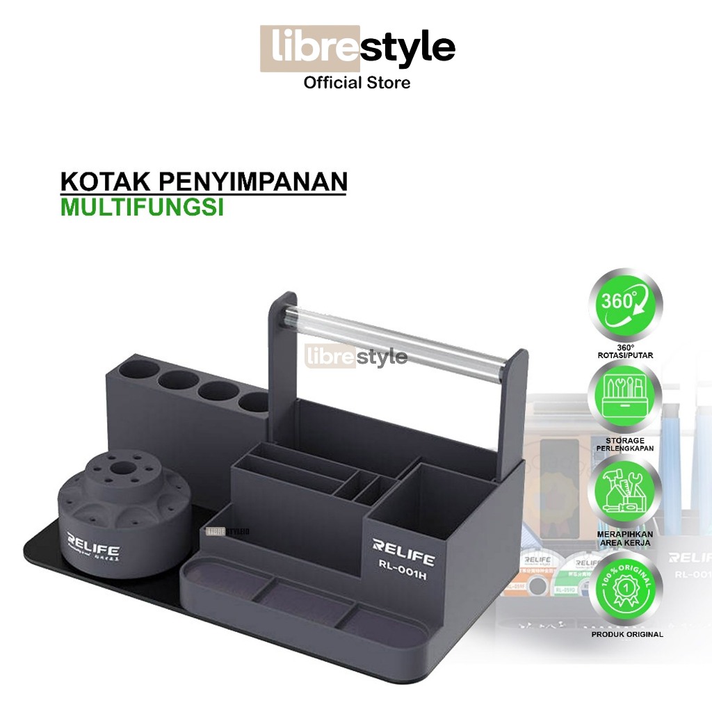 RELIFE RL-001H (GREY) กล่องเก็บของมัลติฟังก์ชั่น – กล่องเก็บอุปกรณ์ไขควงบริการฟลักซ์อิเล็กทรอนิกส์ –
