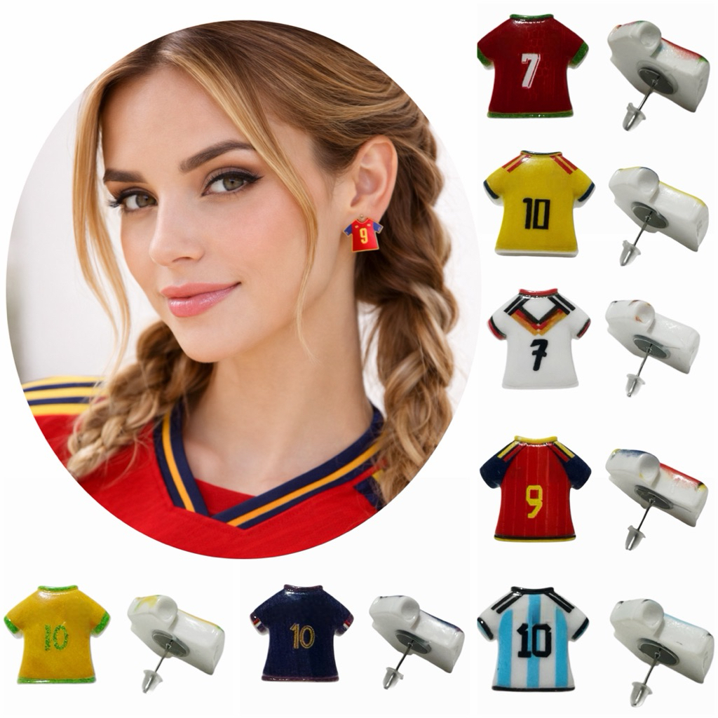 Golista Football Stud ต่างหู Sporty Football Jersey ต่างหูกีฬาฟุตบอล Mini Clay Football Shirt