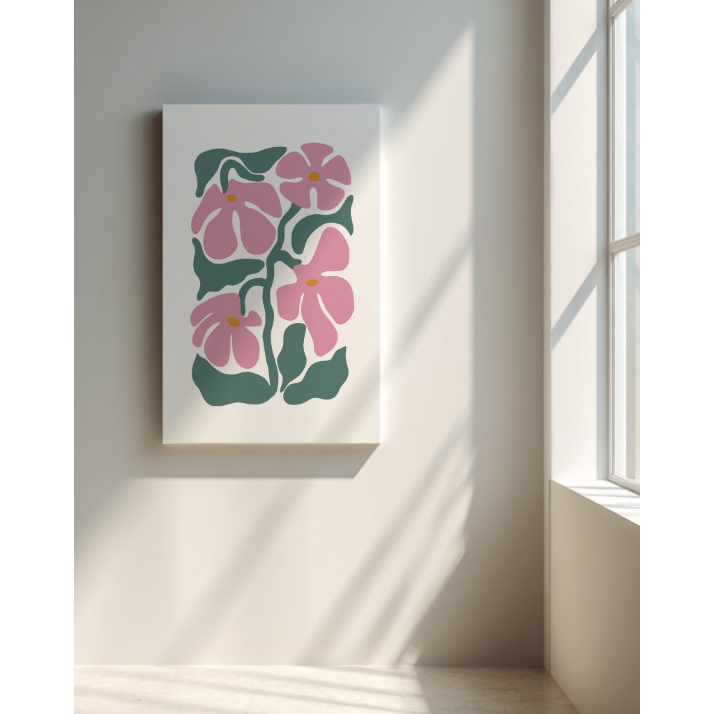 Modern Floral Canvas – Art Print Canvas Flower Painting Wall Decor Clean & Aesthetic 40x60cm