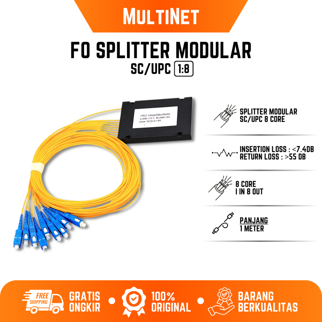 Splitter Modular Sc Upc 1In 8 Out Fiber Optic Splitter Blue Fiber Optic Passive Accessories