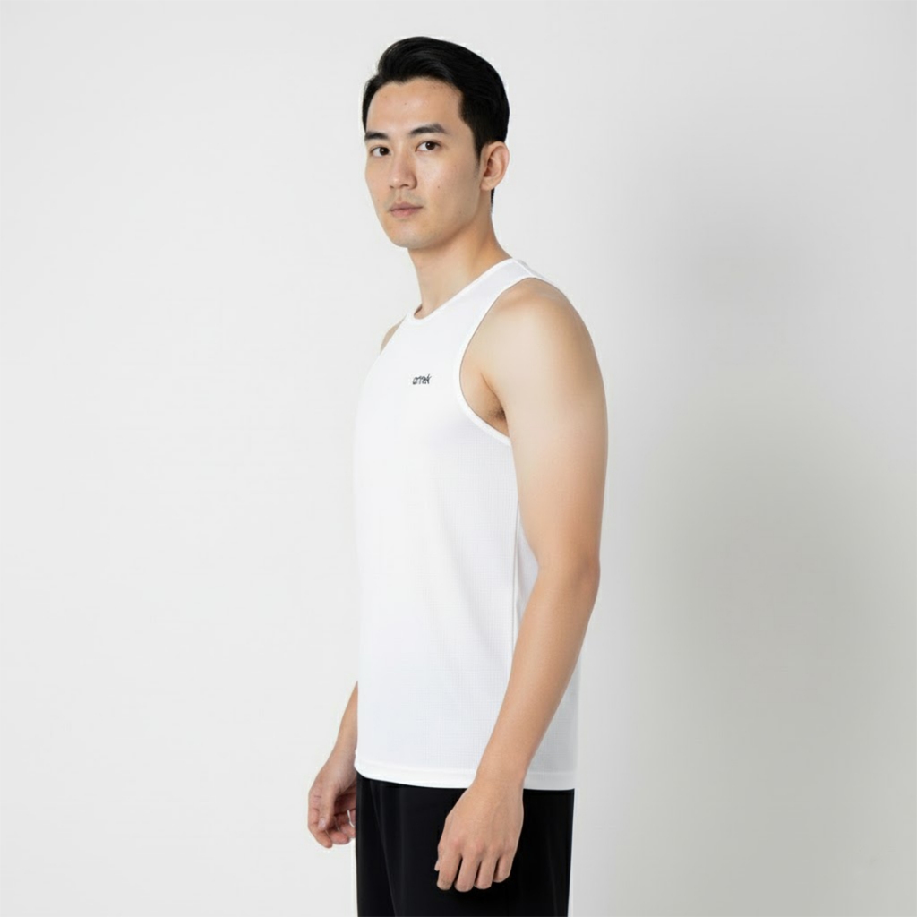 Artrek Active WHITE TANKTOP Mens Sports Tennis Padel Running Shirt Dry Fit Quick Dry Light ULTRALIGHT Quick DRY - รูปที่ 2