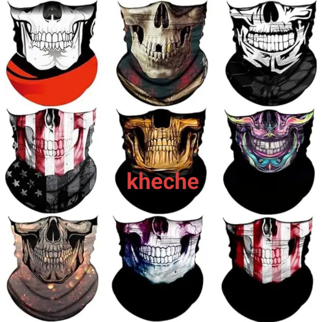 หน้ากาก BUFF กลางแจ้งคุณภาพ / โลโก้ BUFF / BUFF MOTIF / หน้ากากหนังสีดําและ BANDANA MOTIF