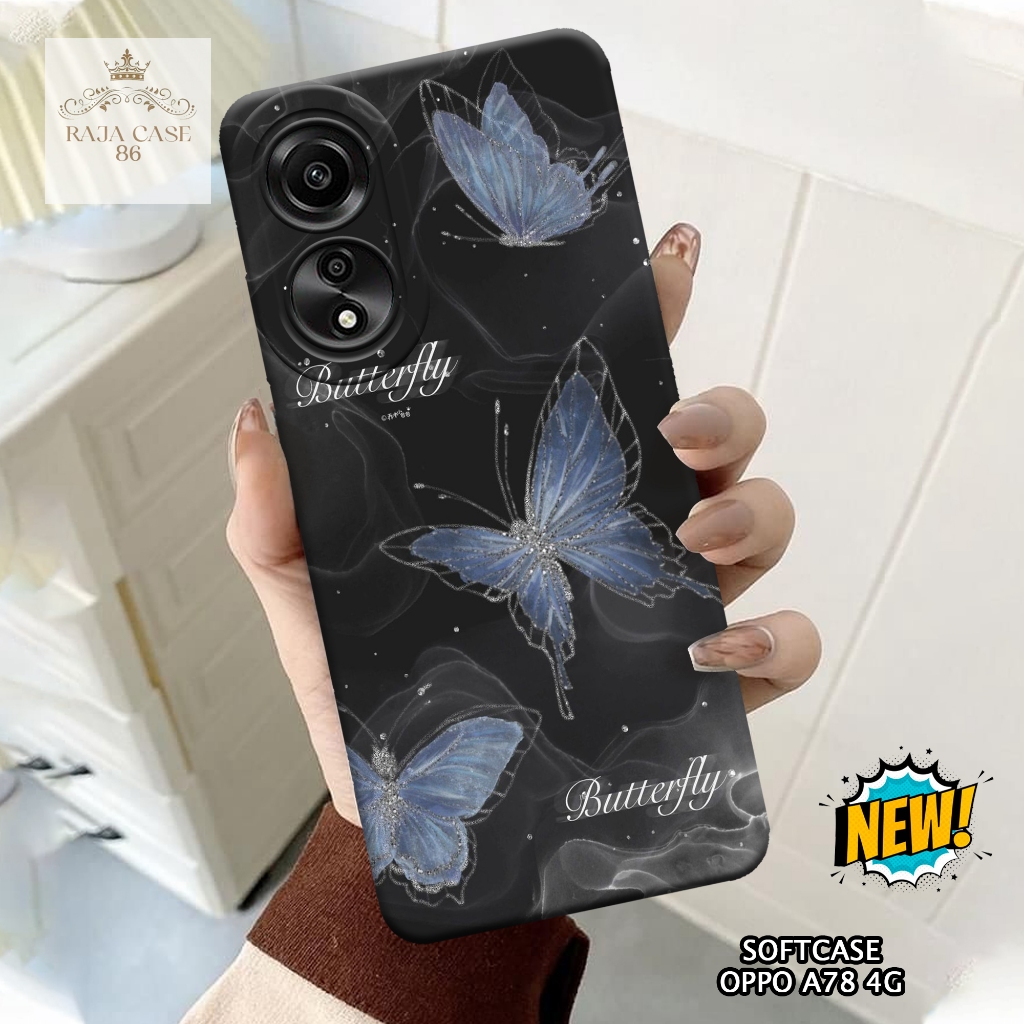 เคส HP Oppo A78 4G - เคส Oppo A78 4G - เคสผีเสื้อ Motif - ฟิล์มกันรอยมือถือ - Oppo A78 4G Softcase -
