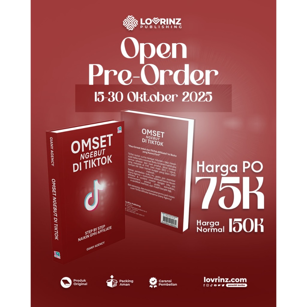 หนังสือต้นฉบับ "Omset Needs in Tiktok (Step by Step Rise GMV Affiliate)" โดย Giany Agency