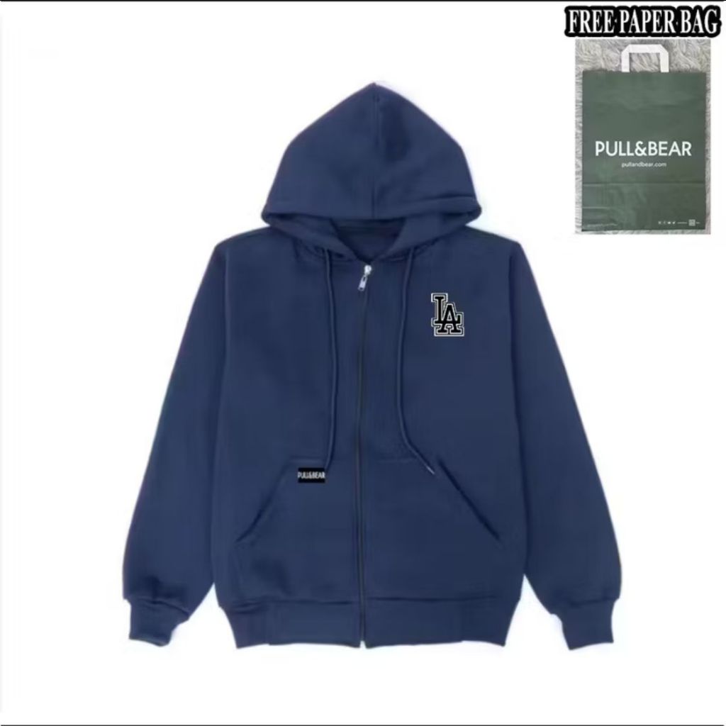 {ฟรีถุงกระดาษ} HOODIE ZIPPER PULL AND BEAR X LA BASIC MEN - WOMEN PREMIUM QUALITY S7