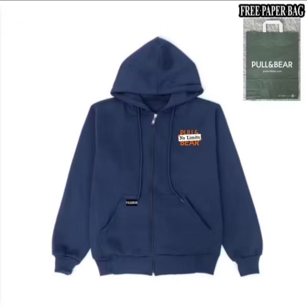 {ฟรีถุงกระดาษ} HOODIE ZIPPER PULL AND BEAR NO LIMITS BASIC MEN - WOMEN PREMIUM QUALITY S7