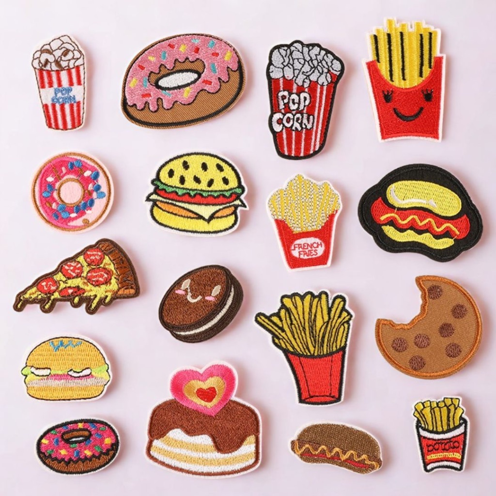 Junk Food พวงกุญแจสายรัดแพทช์ DIY น่ารัก