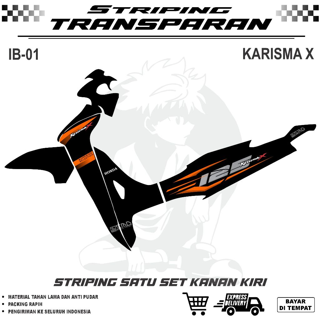 HONDA KARISMA X UV TRANSPARENT STRIPING สติ๊กเกอร์ขายดีดีไซน์เย็น