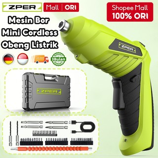 ZPER Obeng Elektrik Set Lengkap Tool Box Mesin Bor Mini Listrik Perkakas Toolkit Komplit 4.2V Screwdriver Cordless Baterai ZP016