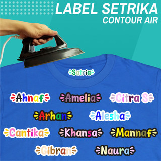 TARA Sticker baju contour air | label nama baju-label setrika-sablon DTF-stiker nama