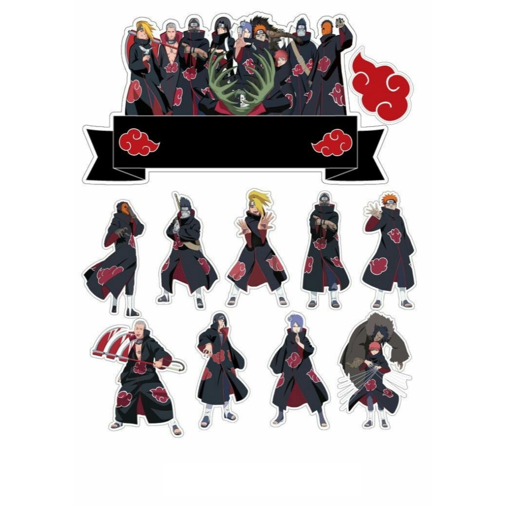 Akatsuki Topper สามารถปรับแต่งชื่อสําหรับ NARUTO CARTOON AKATSUKI THEME วันเกิดเค้ก DECORTATIONS
