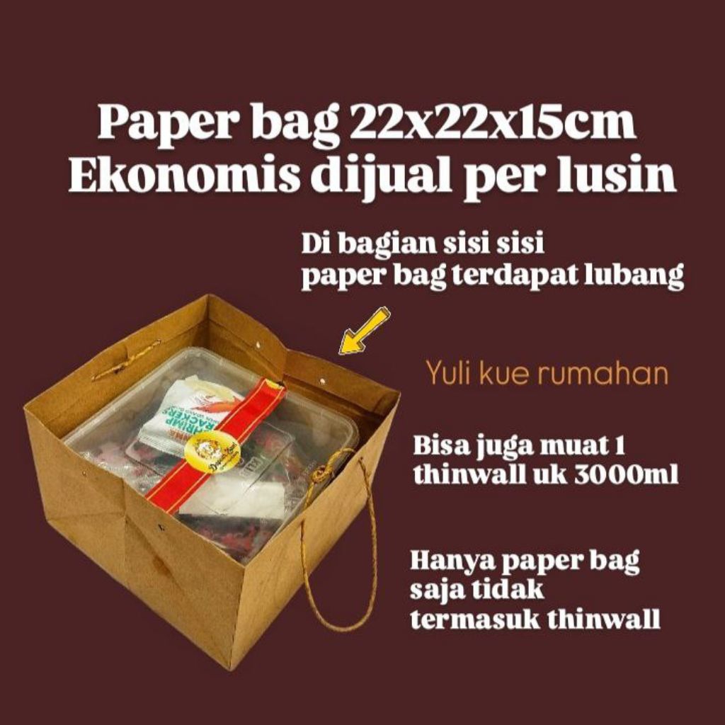 ถุงกระดาษราคาประหยัด ขนาด 22x22x15ซม ขายยกโหล