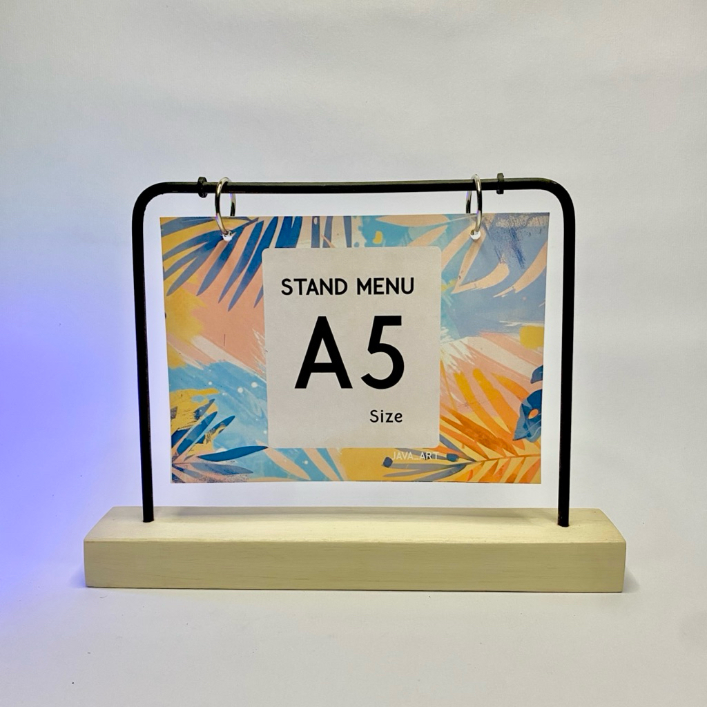 A5 LANDSCAPE INDUSTRAIAL RING MENU STAND CALENDAR PHOTO TABLE MENU STAND WOODEN REMINDERS